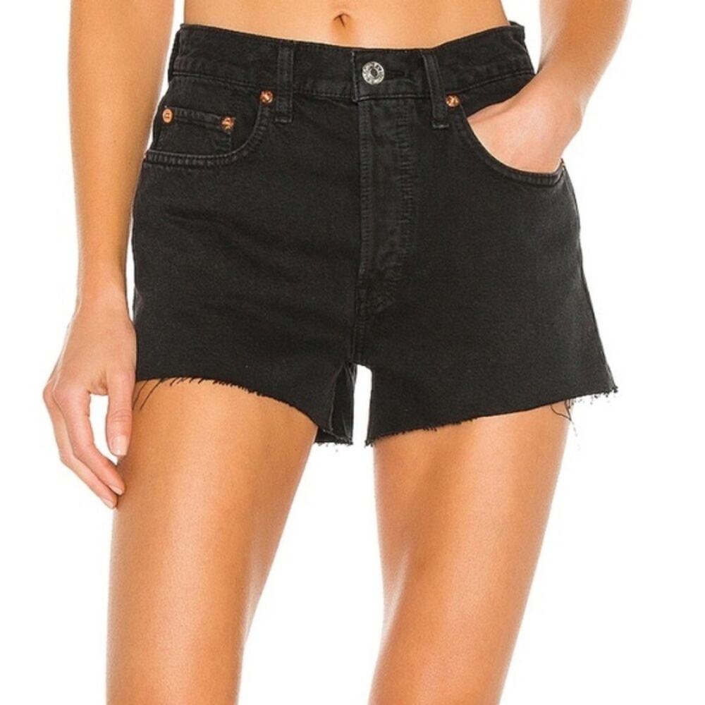 RE/DONE Originals 70s High Rise Shorts Denim Cut Off Midnight Black 24